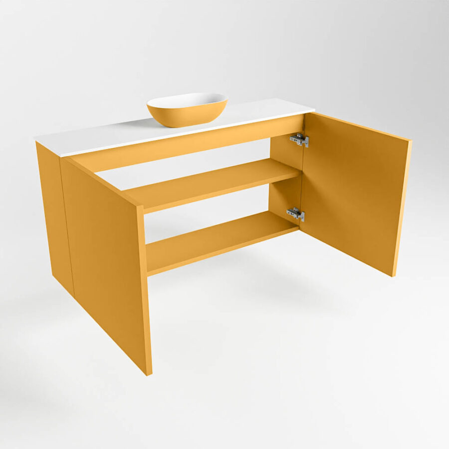 MONDIAZ FOWY toiletmeubel 100cm kleur ocher. Waskom positie midden kleur ocher | talc. Zonder kraangat - Afbeelding 6