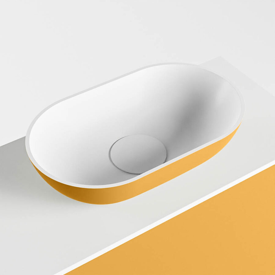 MONDIAZ FOWY toiletmeubel 50cm kleur ocher. Waskom positie midden kleur ocher | talc. Zonder kraangat - Afbeelding 7