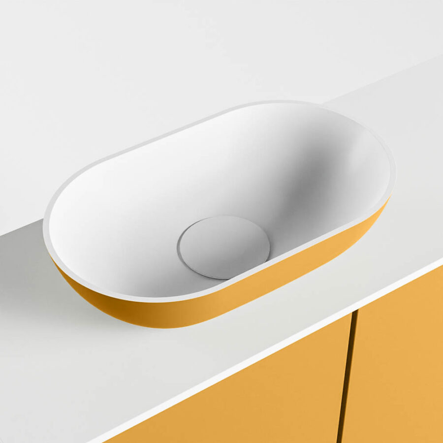 MONDIAZ FOWY toiletmeubel 60cm kleur ocher. Waskom positie links kleur ocher | talc. Met 1 kraangat - Afbeelding 7
