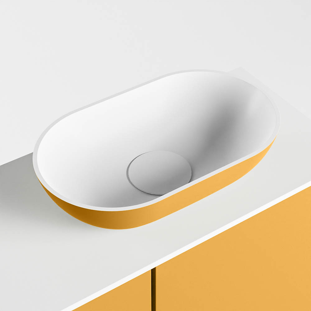 MONDIAZ FOWY toiletmeubel 60cm kleur ocher. Waskom positie rechts kleur ocher | talc. Zonder kraangat - Afbeelding 7