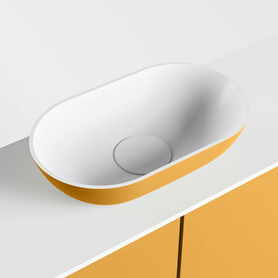 MONDIAZ FOWY toiletmeubel 80cm kleur ocher. Waskom positie midden kleur ocher | talc. Met 1 kraangat - Afbeelding 7