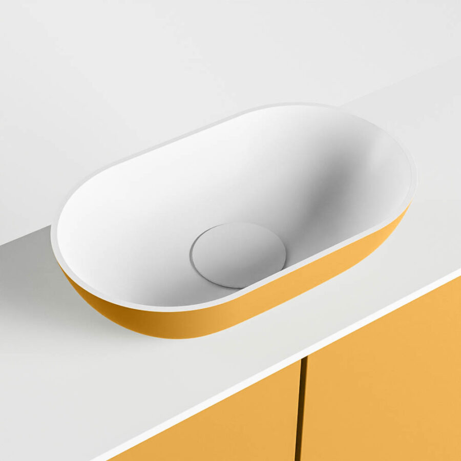 MONDIAZ FOWY toiletmeubel 100cm kleur ocher. Waskom positie midden kleur ocher | talc. Met 1 kraangat - Afbeelding 7