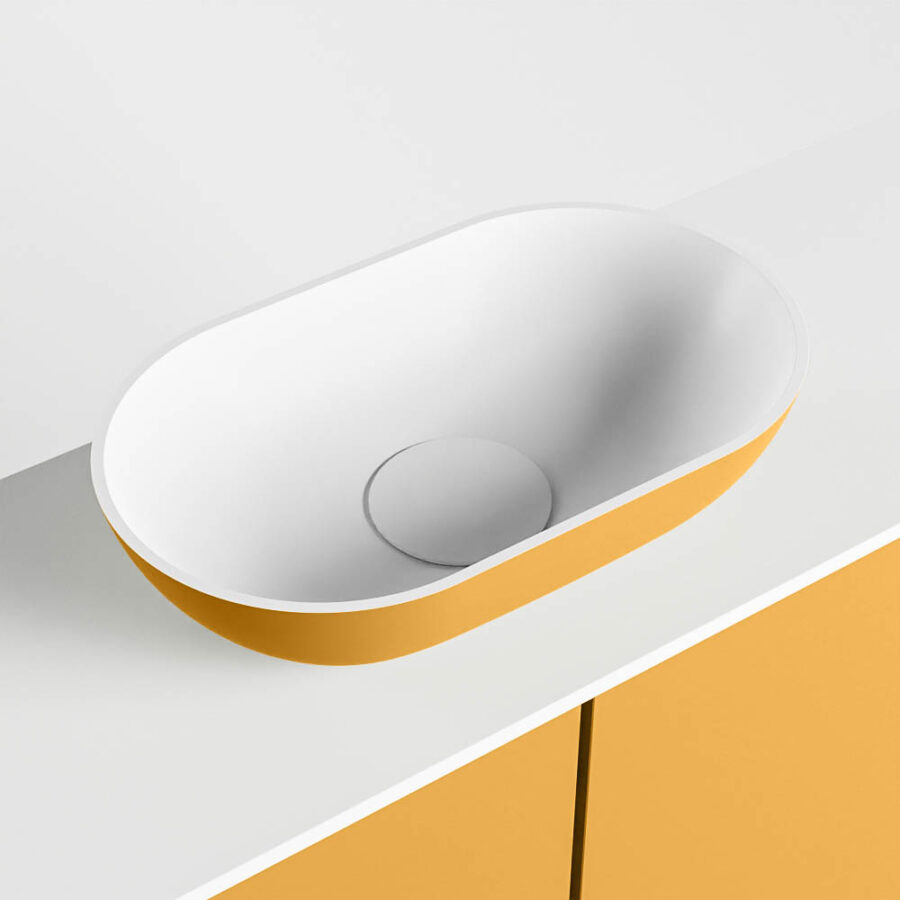 MONDIAZ FOWY toiletmeubel 100cm kleur ocher. Waskom positie midden kleur ocher | talc. Zonder kraangat - Afbeelding 7