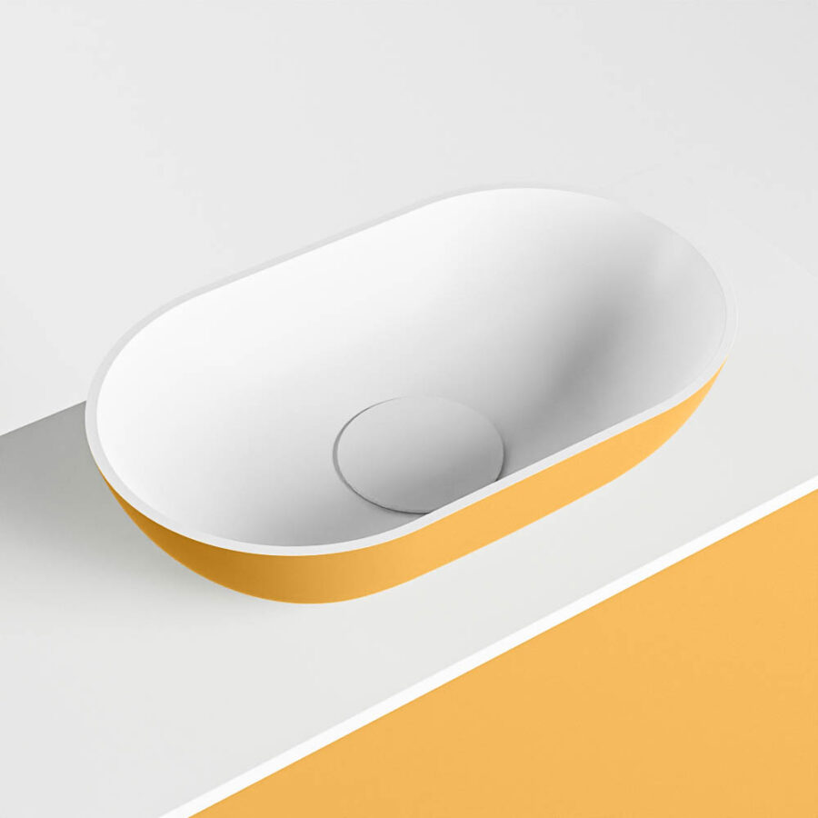 MONDIAZ FOWY toiletmeubel 100cm kleur ocher. Waskom positie rechts kleur ocher | talc. Zonder kraangat - Afbeelding 7