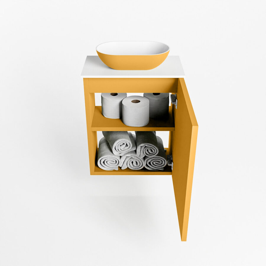 MONDIAZ FOWY toiletmeubel 40cm kleur ocher. Waskom positie midden kleur ocher | talc. Zonder kraangat - Afbeelding 8