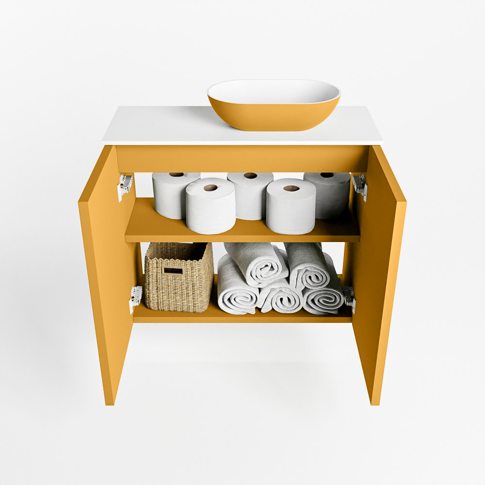 MONDIAZ FOWY toiletmeubel 60cm kleur ocher. Waskom positie rechts kleur ocher | talc. Zonder kraangat - Afbeelding 8
