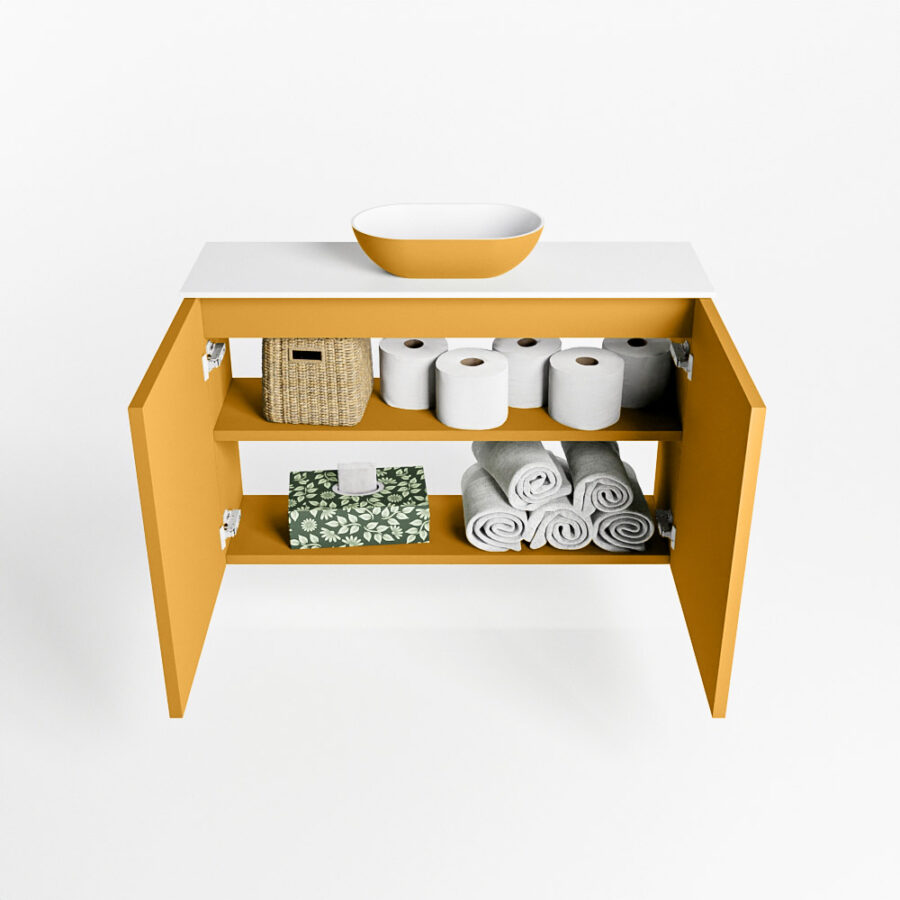 MONDIAZ FOWY toiletmeubel 80cm kleur ocher. Waskom positie midden kleur ocher | talc. Met 1 kraangat - Afbeelding 8
