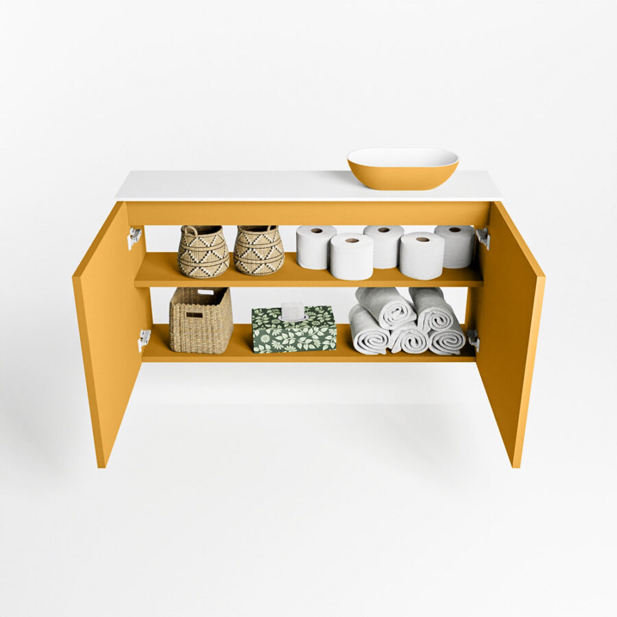MONDIAZ FOWY toiletmeubel 100cm kleur ocher. Waskom positie rechts kleur ocher | talc. Met 1 kraangat - Afbeelding 8