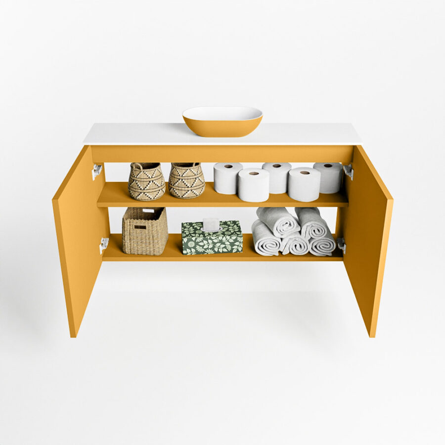 MONDIAZ FOWY toiletmeubel 100cm kleur ocher. Waskom positie midden kleur ocher | talc. Zonder kraangat - Afbeelding 8