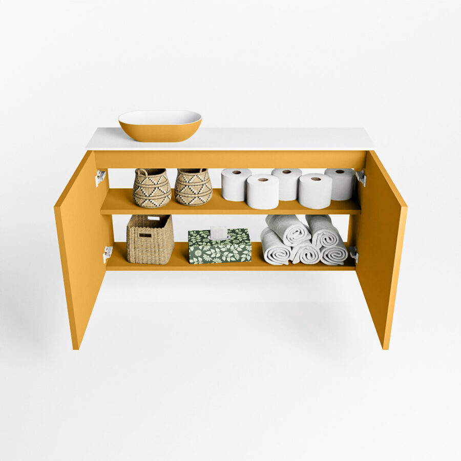 MONDIAZ FOWY toiletmeubel 100cm kleur ocher. Waskom positie links kleur ocher | talc. Zonder kraangat - Afbeelding 8