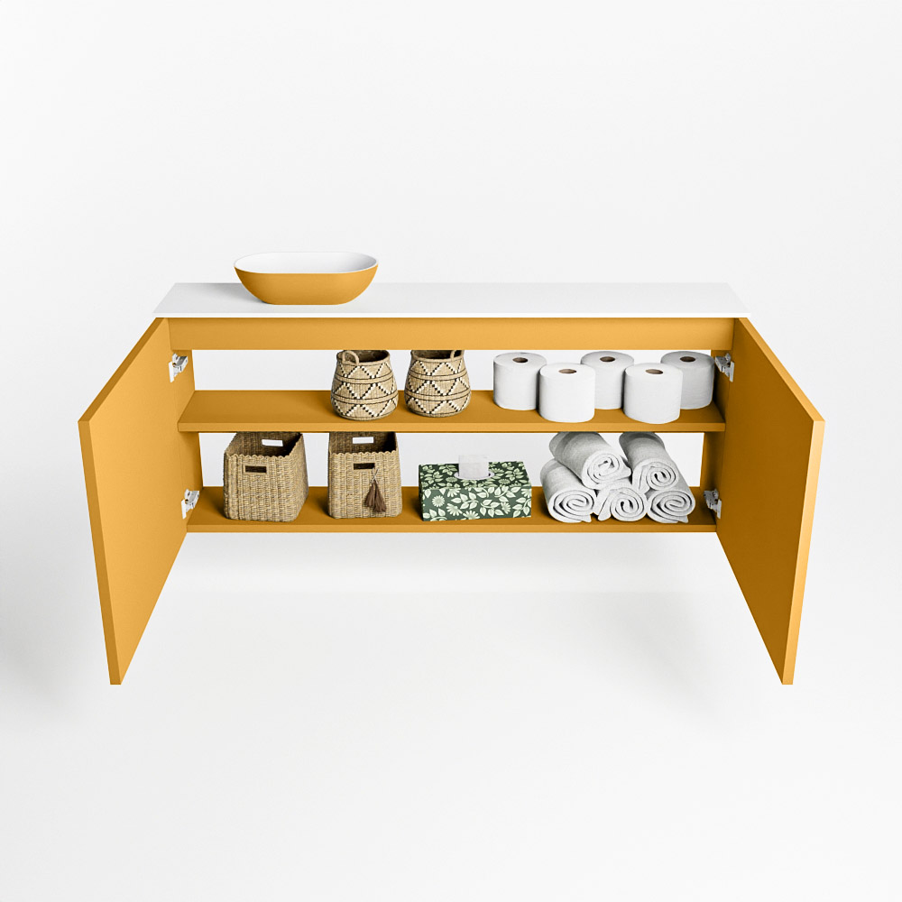 MONDIAZ FOWY toiletmeubel 120cm kleur ocher. Waskom positie links kleur ocher | talc. Met 1 kraangat - Afbeelding 8
