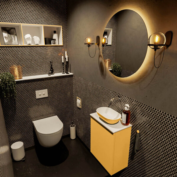 MONDIAZ FOWY toiletmeubel 40cm kleur ocher. Waskom positie midden kleur ocher | talc. Zonder kraangat