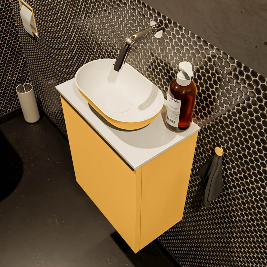 MONDIAZ FOWY toiletmeubel 40cm kleur ocher. Waskom positie midden kleur ocher | talc. Zonder kraangat - Afbeelding 3