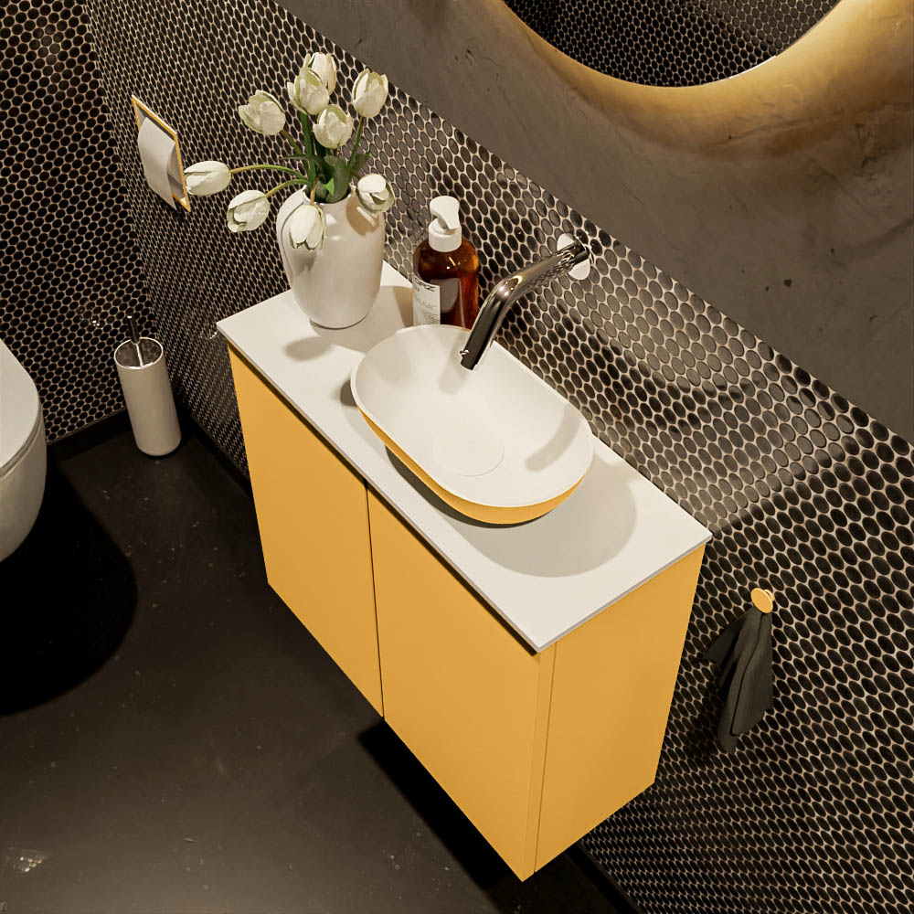 MONDIAZ FOWY toiletmeubel 60cm kleur ocher. Waskom positie rechts kleur ocher | talc. Zonder kraangat - Afbeelding 3