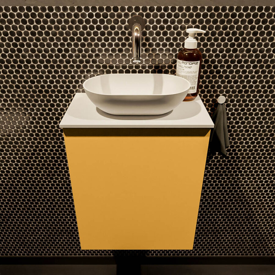 MONDIAZ FOWY toiletmeubel 40cm kleur ocher. Waskom positie midden kleur talc | talc. Zonder kraangat - Afbeelding 2