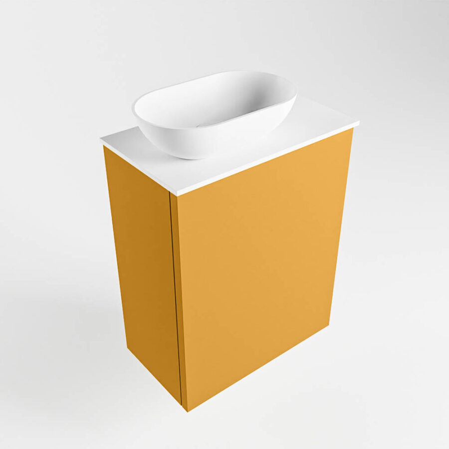 MONDIAZ FOWY toiletmeubel 40cm kleur ocher. Waskom positie links kleur talc | talc. Met 1 kraangat - Afbeelding 4