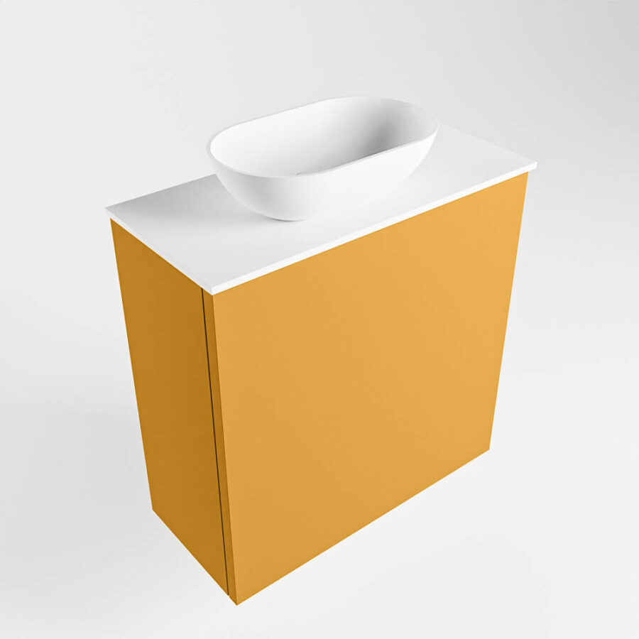 MONDIAZ FOWY toiletmeubel 50cm kleur ocher. Waskom positie links kleur talc | talc. Met 1 kraangat - Afbeelding 4