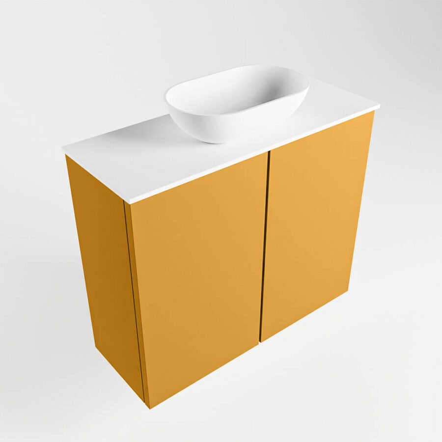 MONDIAZ FOWY toiletmeubel 60cm kleur ocher. Waskom positie midden kleur talc | talc. Met 1 kraangat - Afbeelding 4