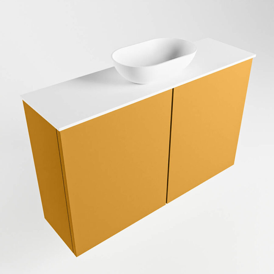 MONDIAZ FOWY toiletmeubel 80cm kleur ocher. Waskom positie midden kleur talc | talc. Met 1 kraangat - Afbeelding 4