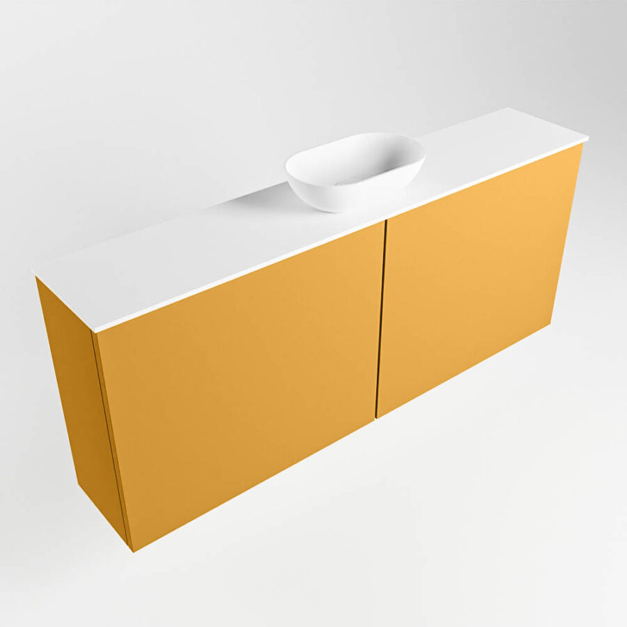 MONDIAZ FOWY toiletmeubel 120cm kleur ocher. Waskom positie midden kleur talc | talc. Met 1 kraangat - Afbeelding 4