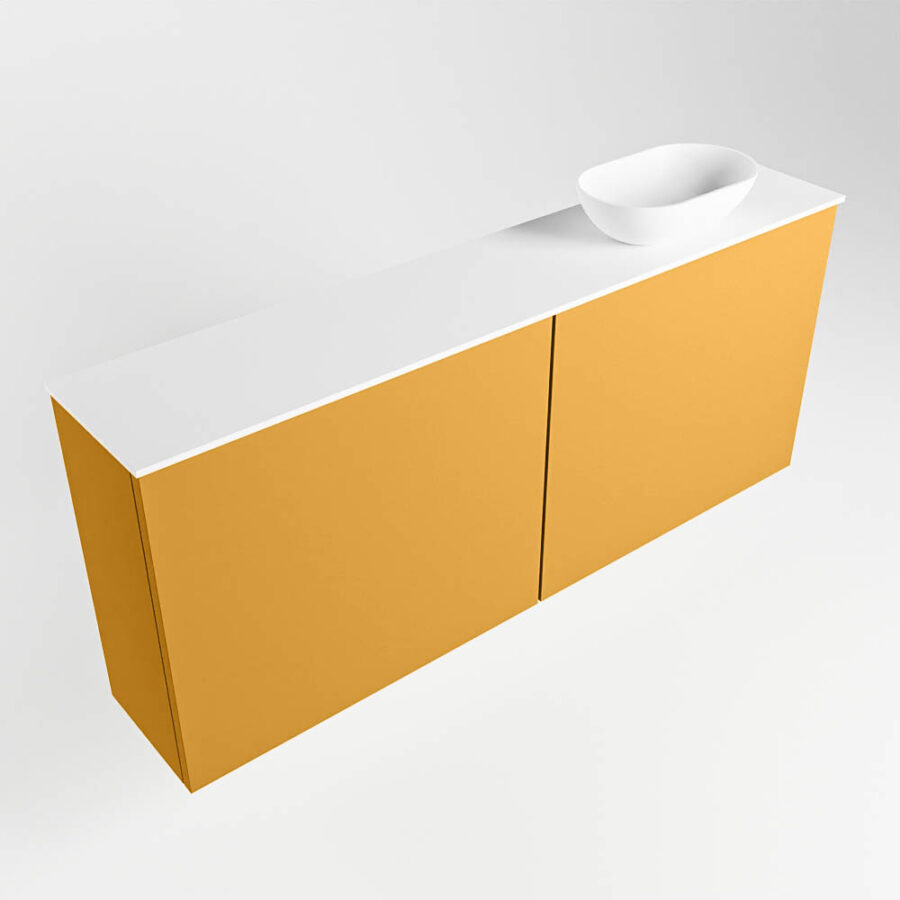 MONDIAZ FOWY toiletmeubel 120cm kleur ocher. Waskom positie rechts kleur talc | talc. Met 1 kraangat - Afbeelding 4