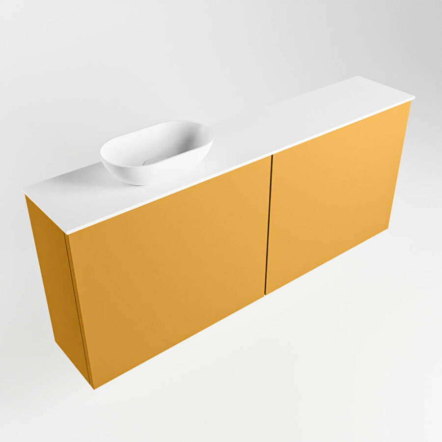 MONDIAZ FOWY toiletmeubel 120cm kleur ocher. Waskom positie links kleur talc | talc. Zonder kraangat - Afbeelding 4