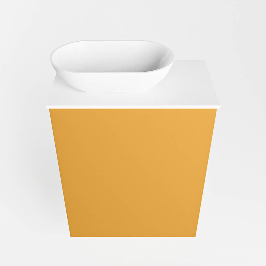 MONDIAZ FOWY toiletmeubel 40cm kleur ocher. Waskom positie links kleur talc | talc. Met 1 kraangat - Afbeelding 5