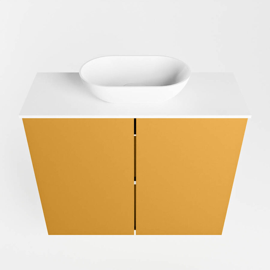 MONDIAZ FOWY toiletmeubel 60cm kleur ocher. Waskom positie midden kleur talc | talc. Met 1 kraangat - Afbeelding 5
