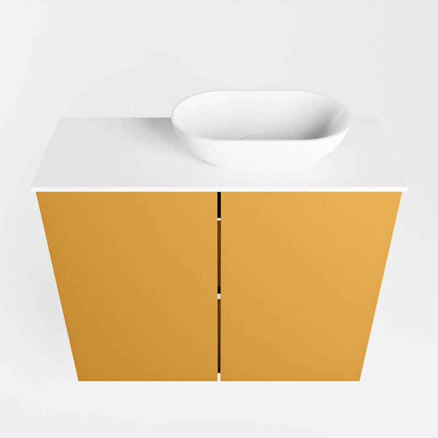 MONDIAZ FOWY toiletmeubel 60cm kleur ocher. Waskom positie rechts kleur talc | talc. Zonder kraangat - Afbeelding 5