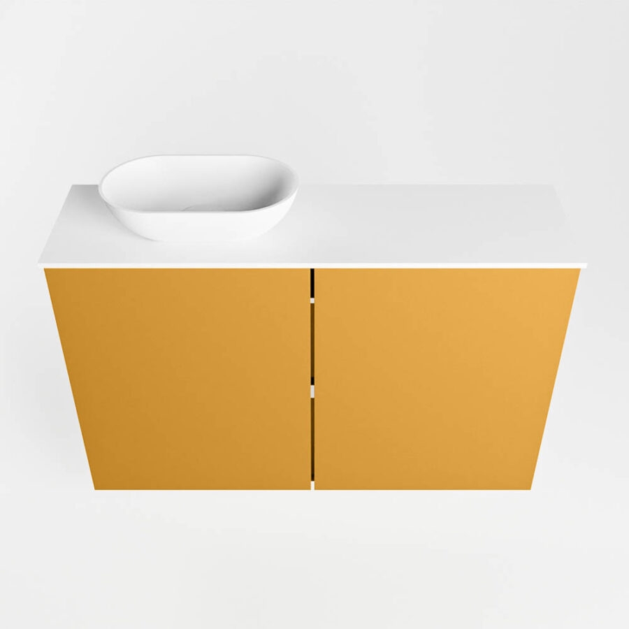 MONDIAZ FOWY toiletmeubel 80cm kleur ocher. Waskom positie links kleur talc | talc. Met 1 kraangat - Afbeelding 5