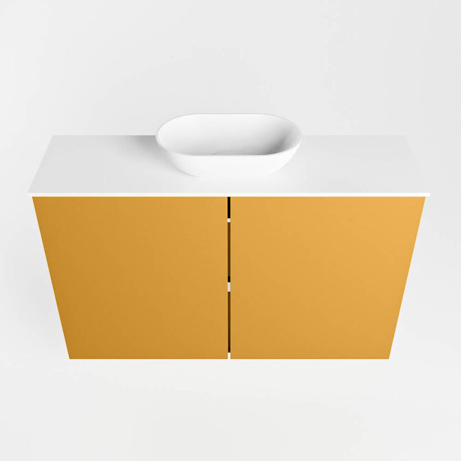 MONDIAZ FOWY toiletmeubel 80cm kleur ocher. Waskom positie midden kleur talc | talc. Zonder kraangat - Afbeelding 5