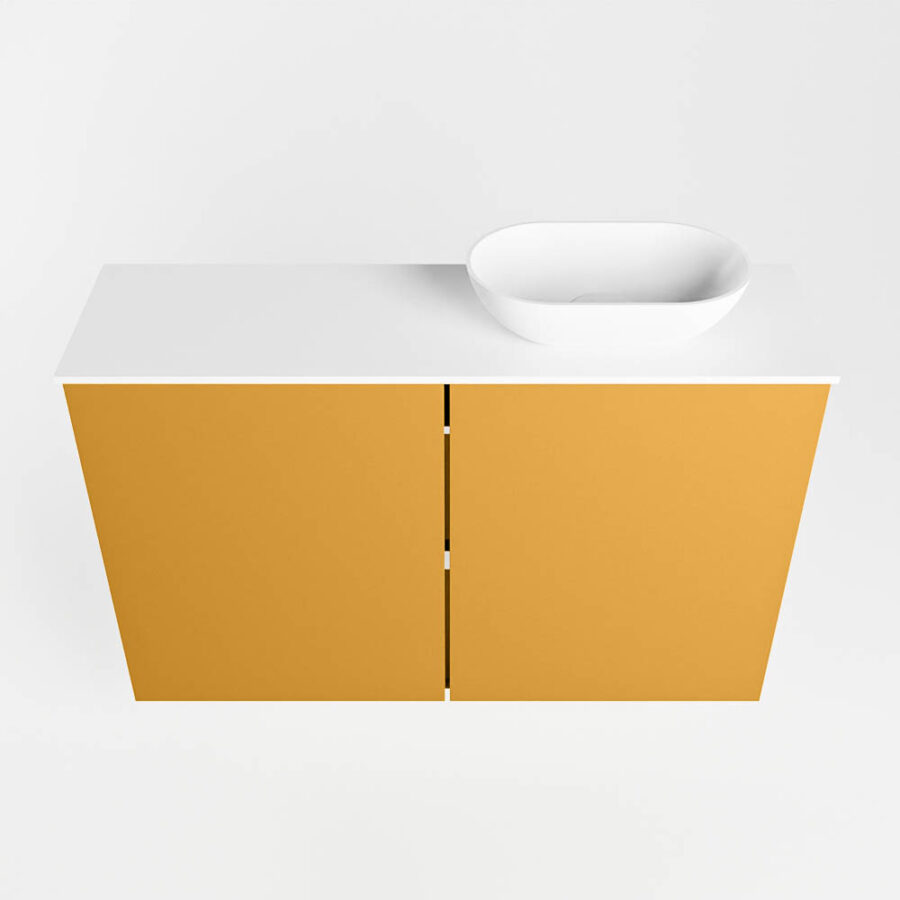 MONDIAZ FOWY toiletmeubel 80cm kleur ocher. Waskom positie rechts kleur talc | talc. Zonder kraangat - Afbeelding 5