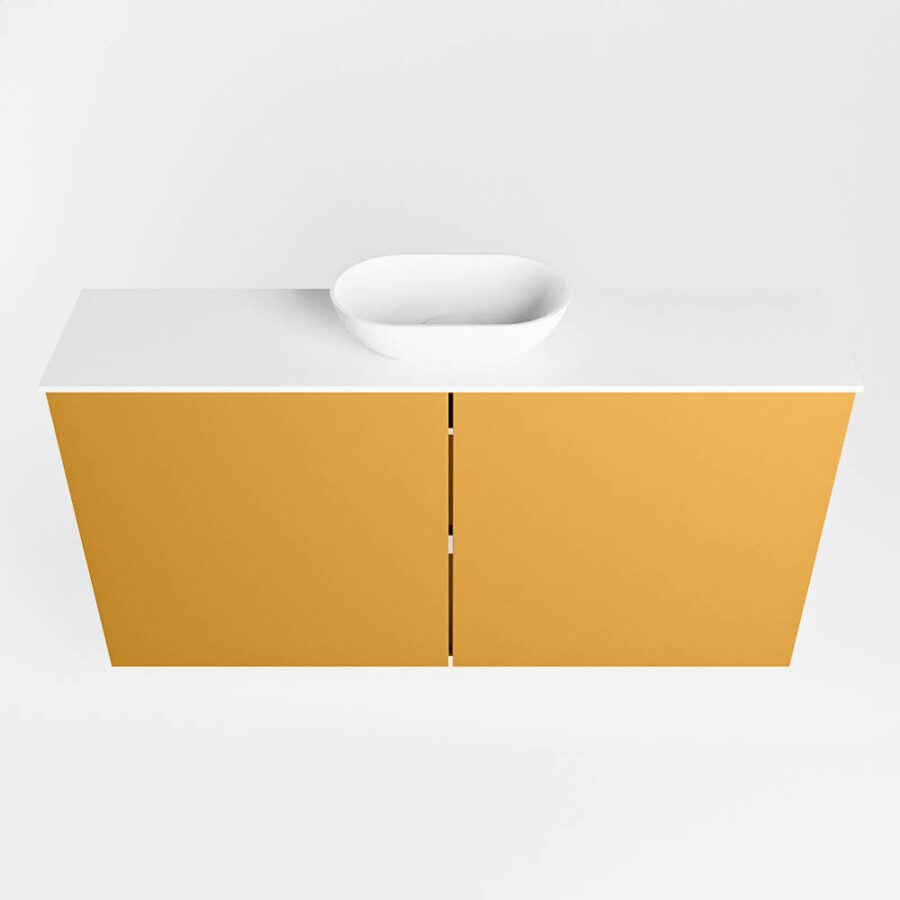 MONDIAZ FOWY toiletmeubel 100cm kleur ocher. Waskom positie midden kleur talc | talc. Met 1 kraangat - Afbeelding 5