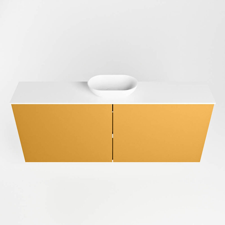 MONDIAZ FOWY toiletmeubel 120cm kleur ocher. Waskom positie midden kleur talc | talc. Met 1 kraangat - Afbeelding 5
