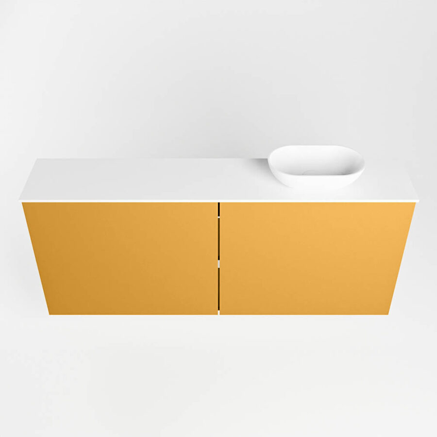 MONDIAZ FOWY toiletmeubel 120cm kleur ocher. Waskom positie rechts kleur talc | talc. Met 1 kraangat - Afbeelding 5