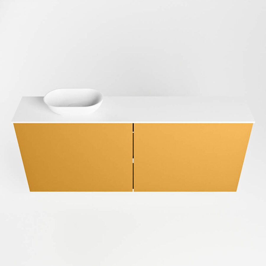 MONDIAZ FOWY toiletmeubel 120cm kleur ocher. Waskom positie links kleur talc | talc. Zonder kraangat - Afbeelding 5