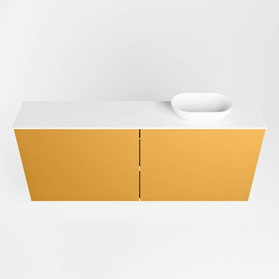 MONDIAZ FOWY toiletmeubel 120cm kleur ocher. Waskom positie rechts kleur talc | talc. Zonder kraangat - Afbeelding 5