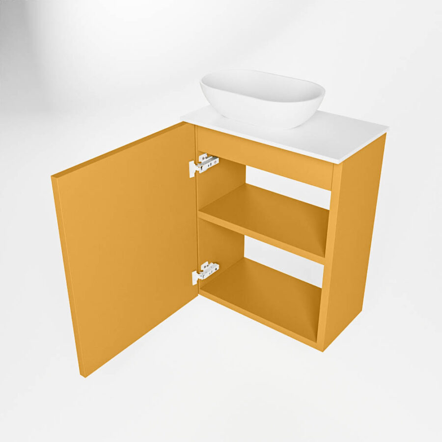 MONDIAZ FOWY toiletmeubel 40cm kleur ocher. Waskom positie links kleur talc | talc. Met 1 kraangat - Afbeelding 6
