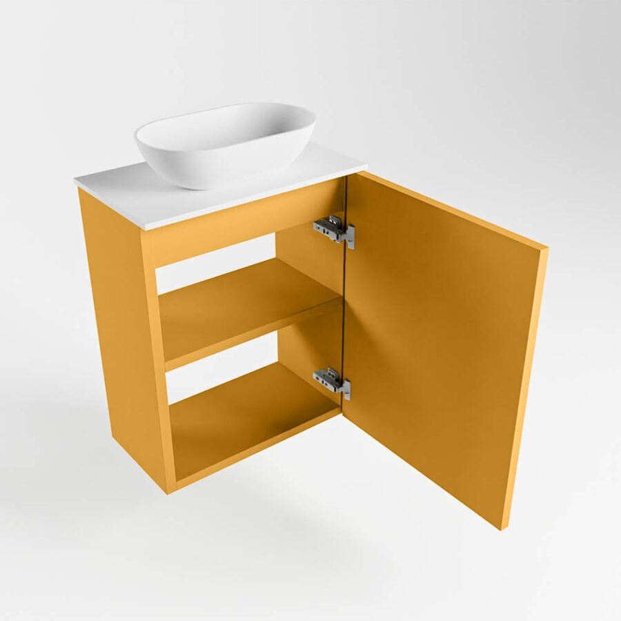 MONDIAZ FOWY toiletmeubel 40cm kleur ocher. Waskom positie midden kleur talc | talc. Zonder kraangat - Afbeelding 6