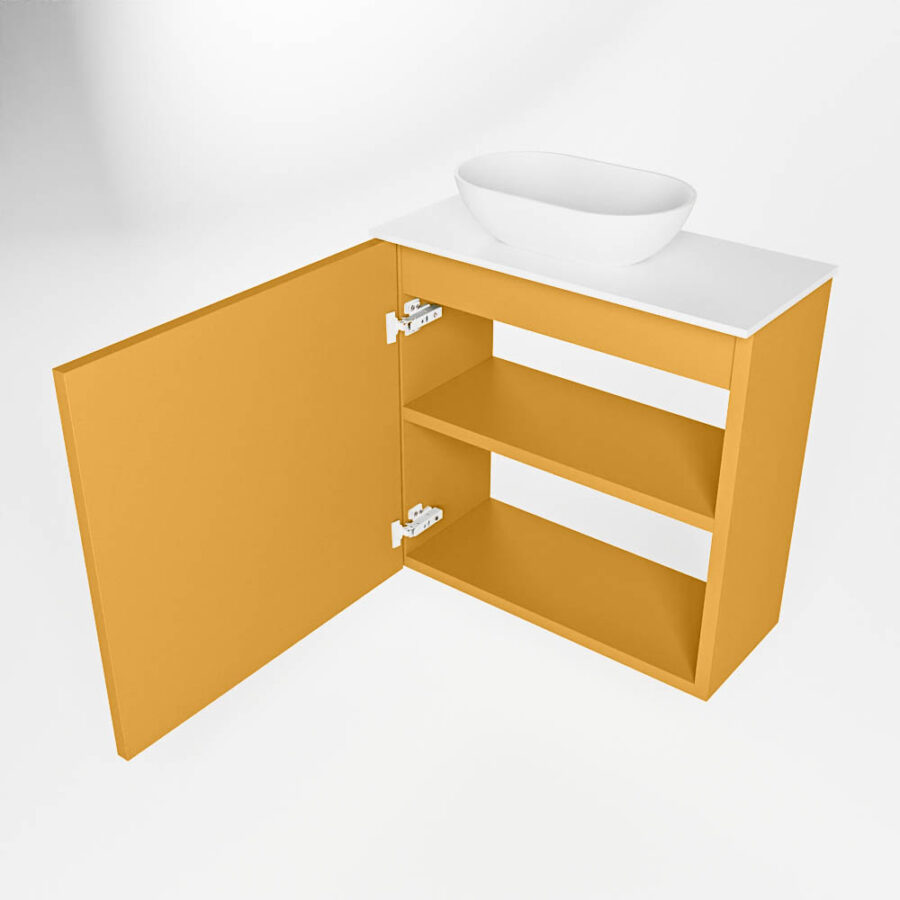 MONDIAZ FOWY toiletmeubel 50cm kleur ocher. Waskom positie links kleur talc | talc. Met 1 kraangat - Afbeelding 6