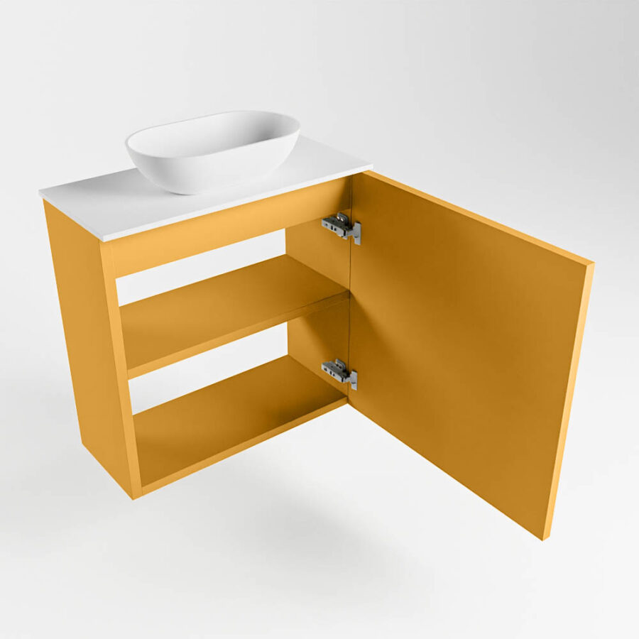 MONDIAZ FOWY toiletmeubel 50cm kleur ocher. Waskom positie midden kleur talc | talc. Zonder kraangat - Afbeelding 6