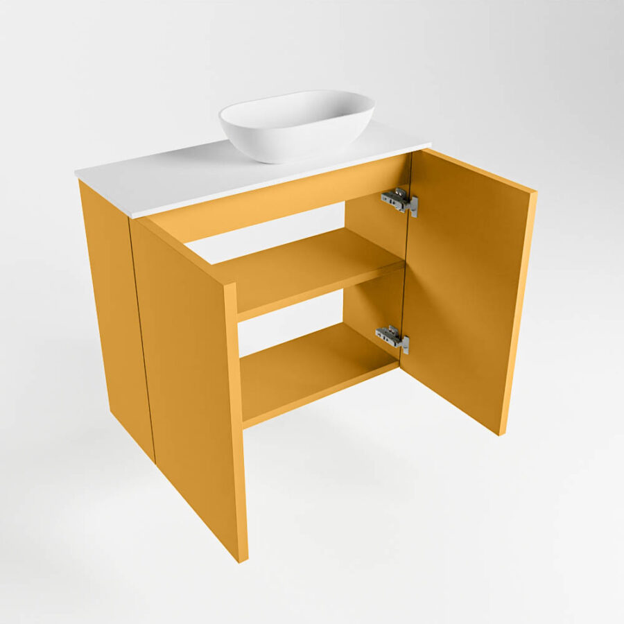 MONDIAZ FOWY toiletmeubel 60cm kleur ocher. Waskom positie rechts kleur talc | talc. Zonder kraangat - Afbeelding 6
