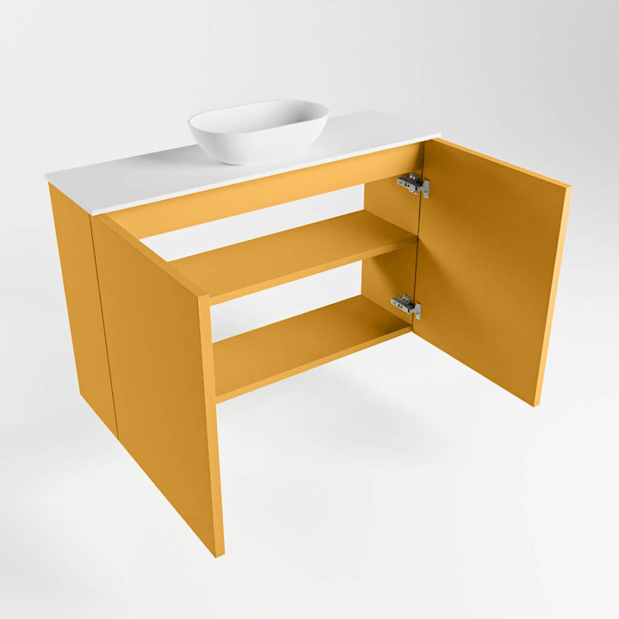 MONDIAZ FOWY toiletmeubel 80cm kleur ocher. Waskom positie midden kleur talc | talc. Met 1 kraangat - Afbeelding 6