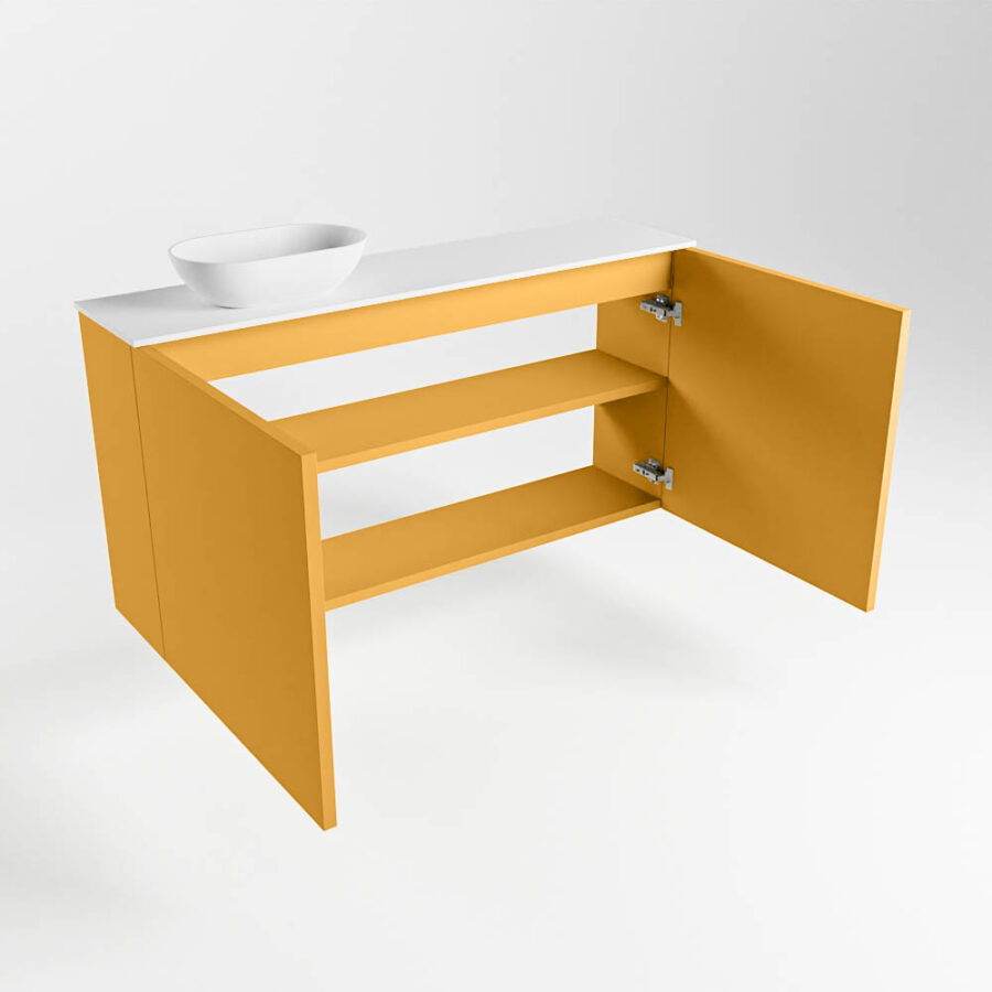 MONDIAZ FOWY toiletmeubel 100cm kleur ocher. Waskom positie links kleur talc | talc. Met 1 kraangat - Afbeelding 6