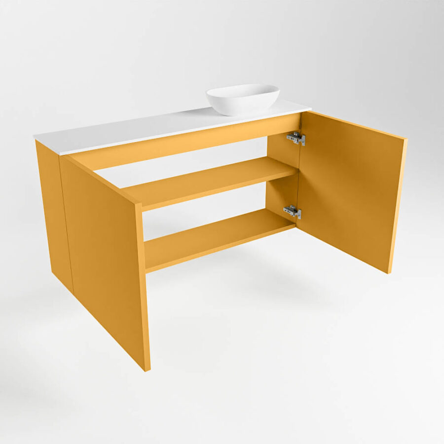 MONDIAZ FOWY toiletmeubel 100cm kleur ocher. Waskom positie rechts kleur talc | talc. Met 1 kraangat - Afbeelding 6
