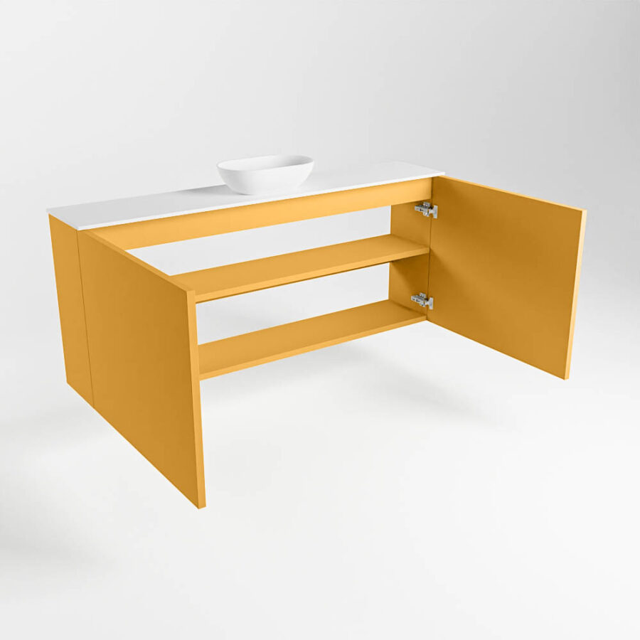 MONDIAZ FOWY toiletmeubel 120cm kleur ocher. Waskom positie midden kleur talc | talc. Met 1 kraangat - Afbeelding 6