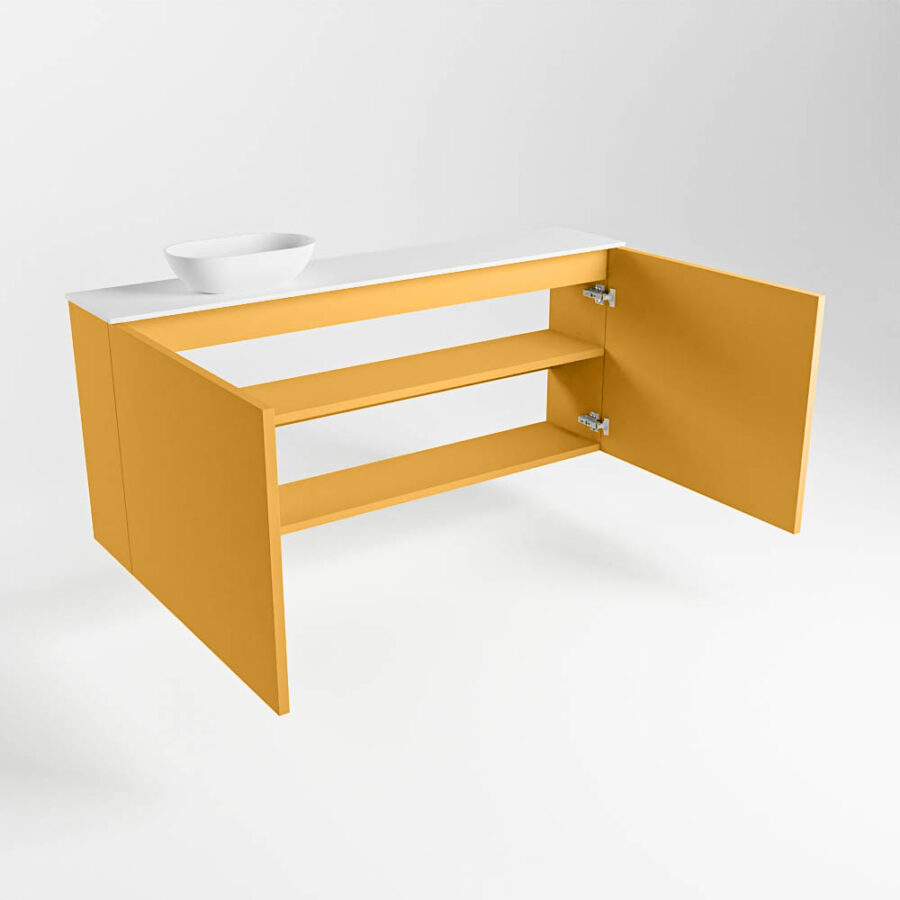 MONDIAZ FOWY toiletmeubel 120cm kleur ocher. Waskom positie links kleur talc | talc. Met 1 kraangat - Afbeelding 6
