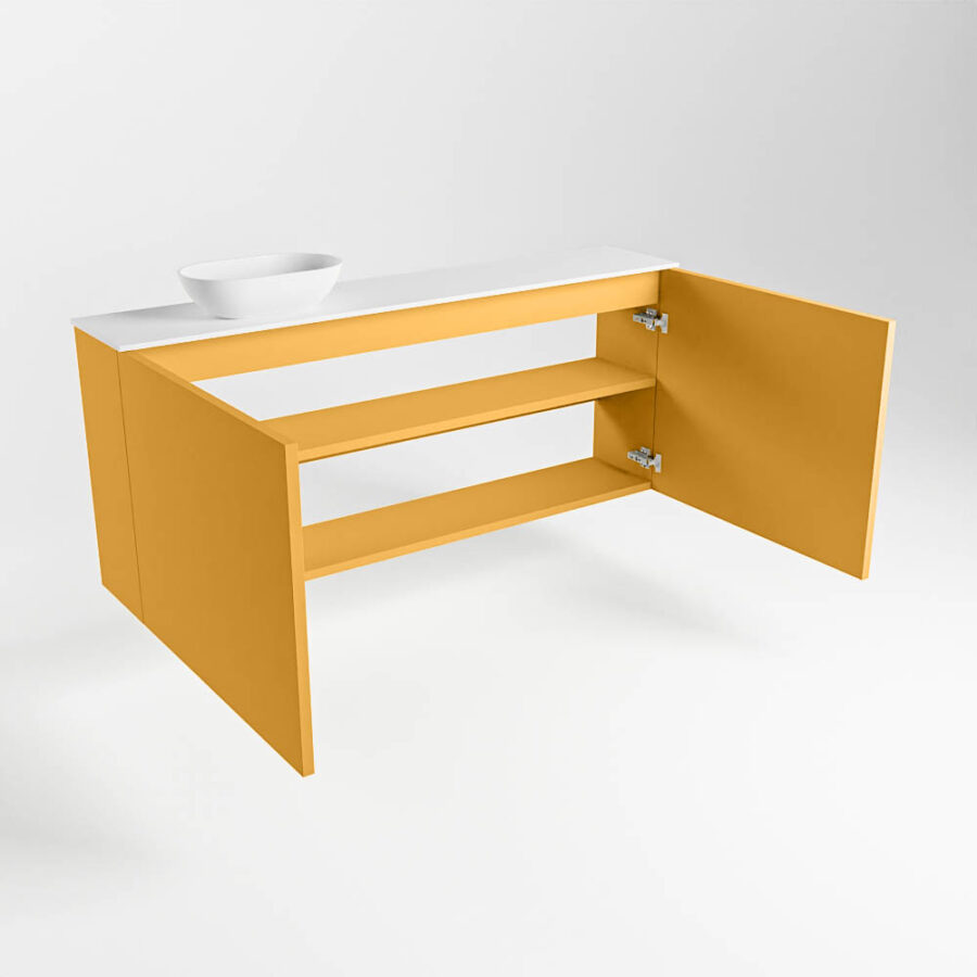 MONDIAZ FOWY toiletmeubel 120cm kleur ocher. Waskom positie links kleur talc | talc. Zonder kraangat - Afbeelding 6
