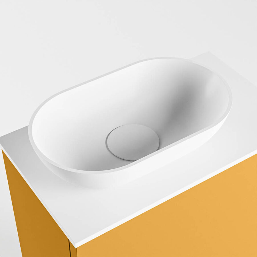 MONDIAZ FOWY toiletmeubel 40cm kleur ocher. Waskom positie links kleur talc | talc. Met 1 kraangat - Afbeelding 7