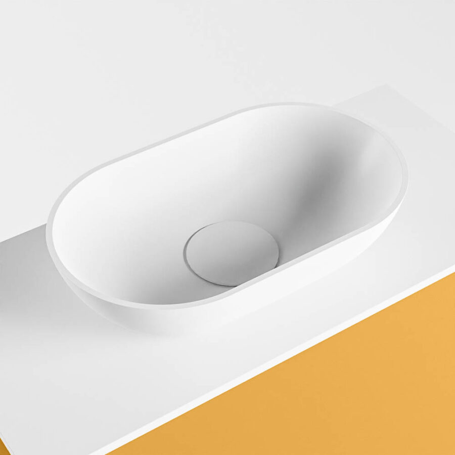 MONDIAZ FOWY toiletmeubel 50cm kleur ocher. Waskom positie links kleur talc | talc. Met 1 kraangat - Afbeelding 7